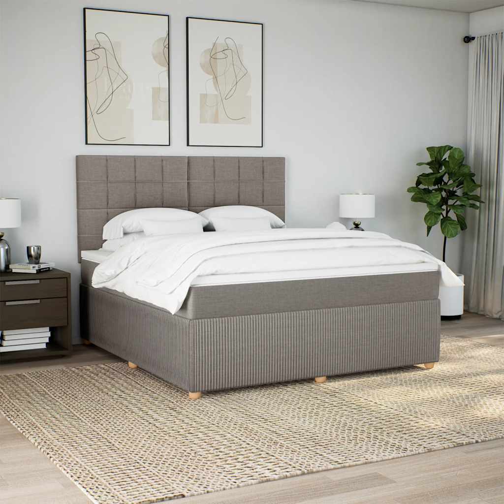 Sommier à lattes de lit avec matelas Taupe 180x200 cm Tissu - XIOS
