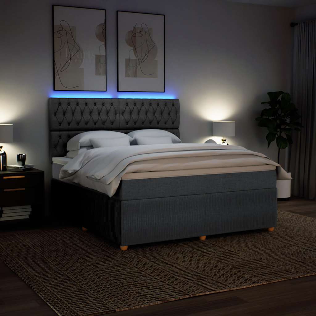 Sommier à lattes de lit avec matelas Gris foncé 180x200cm Tissu - XIOS