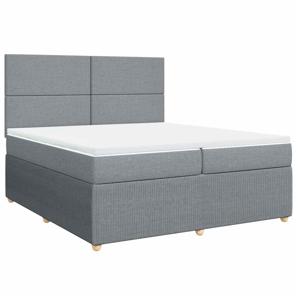 Sommier à lattes de lit avec matelas Gris clair 200x200cm Tissu - XIOS