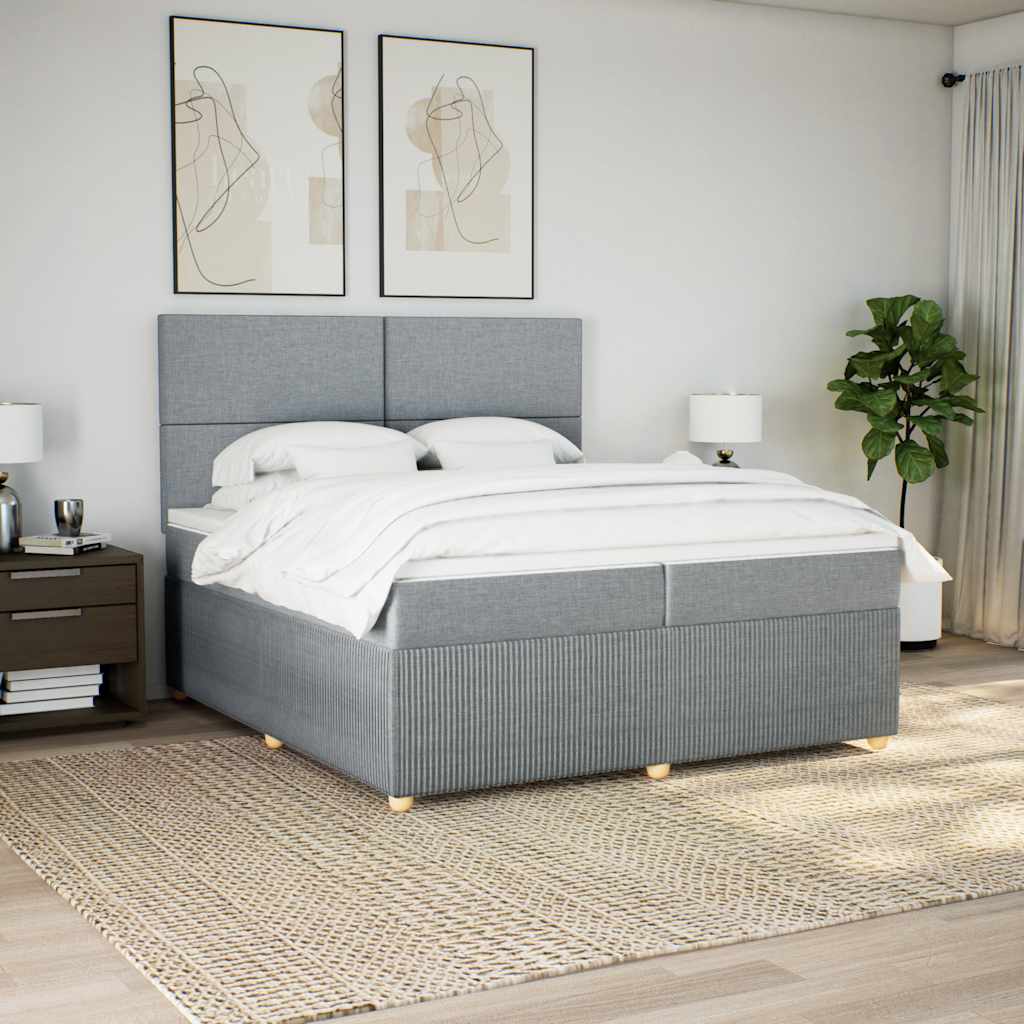 Sommier à lattes de lit avec matelas Gris clair 200x200cm Tissu - XIOS