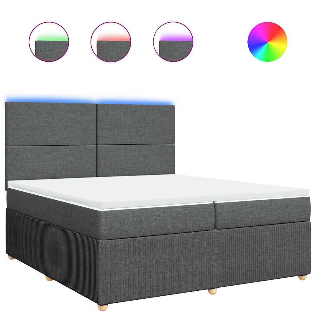Sommier à lattes de lit avec matelas Gris foncé 200x200cm Tissu - XIOS