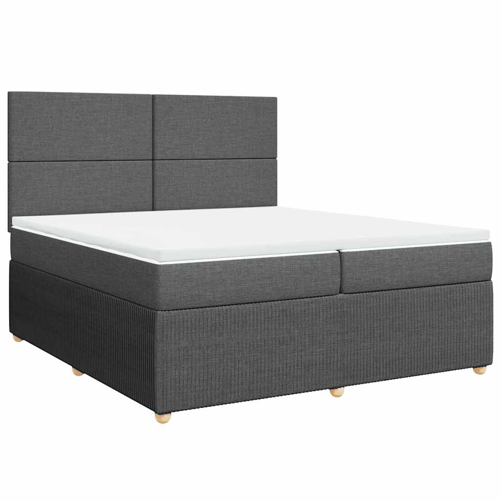 Sommier à lattes de lit avec matelas Gris foncé 200x200cm Tissu - XIOS