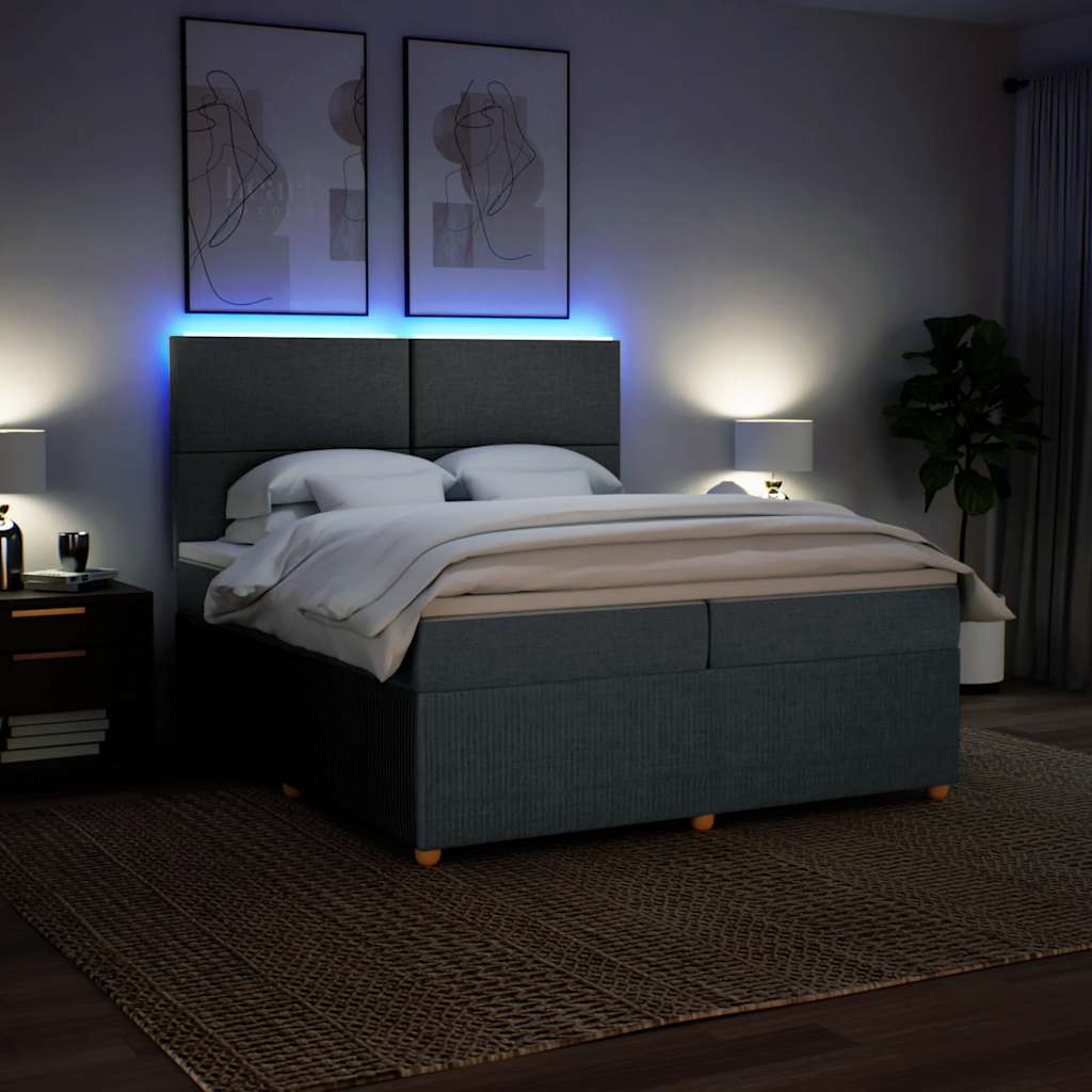 Sommier à lattes de lit avec matelas Gris foncé 200x200cm Tissu - XIOS