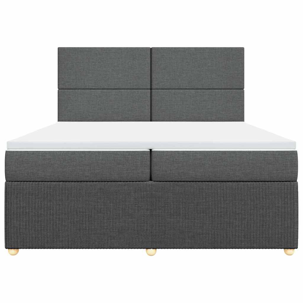 Sommier à lattes de lit avec matelas Gris foncé 200x200cm Tissu - XIOS