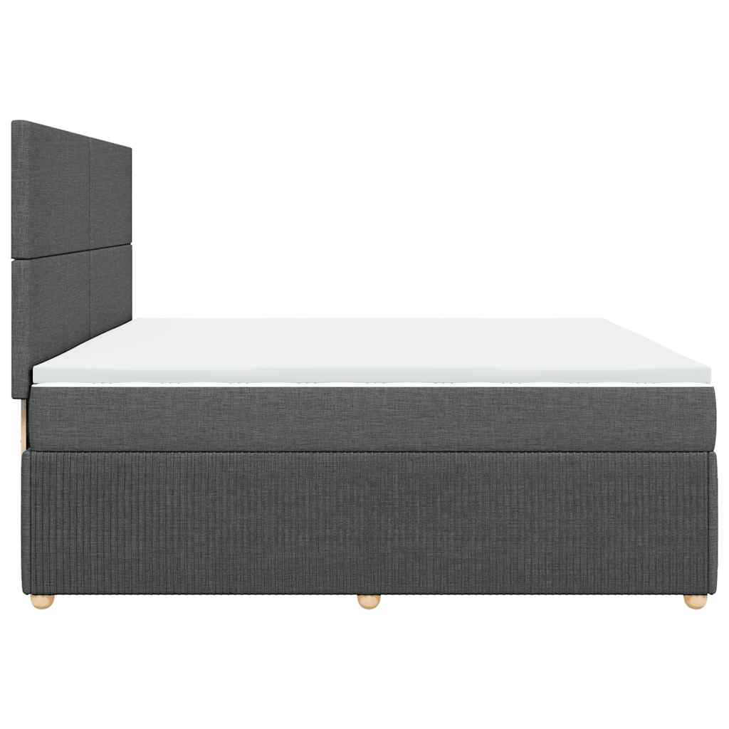 Sommier à lattes de lit avec matelas Gris foncé 200x200cm Tissu - XIOS