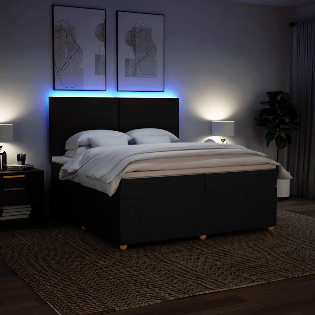 Sommier à lattes de lit avec matelas Noir 200x200 cm Tissu - XIOS