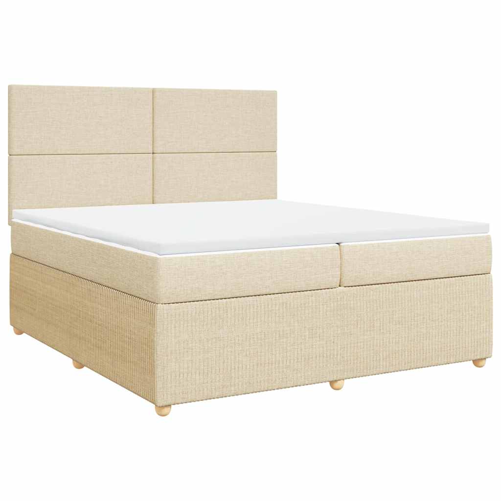 Sommier à lattes de lit avec matelas Crème 200x200 cm Tissu - XIOS
