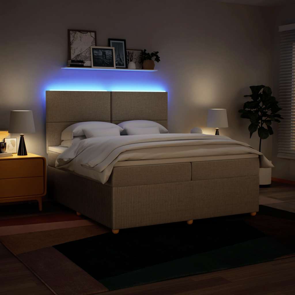 Sommier à lattes de lit avec matelas Crème 200x200 cm Tissu - XIOS