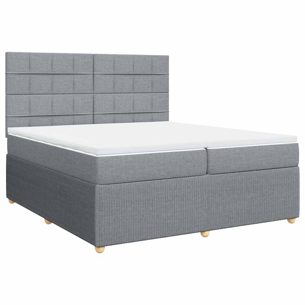 Sommier à lattes de lit avec matelas Gris clair 200x200cm Tissu - XIOS
