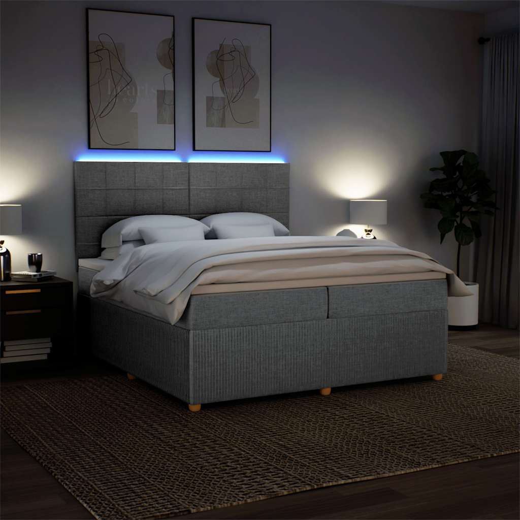 Sommier à lattes de lit avec matelas Gris clair 200x200cm Tissu - XIOS