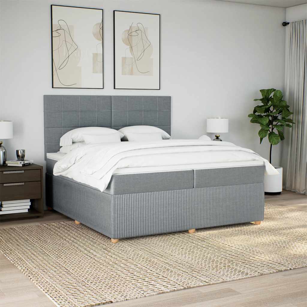 Sommier à lattes de lit avec matelas Gris clair 200x200cm Tissu - XIOS