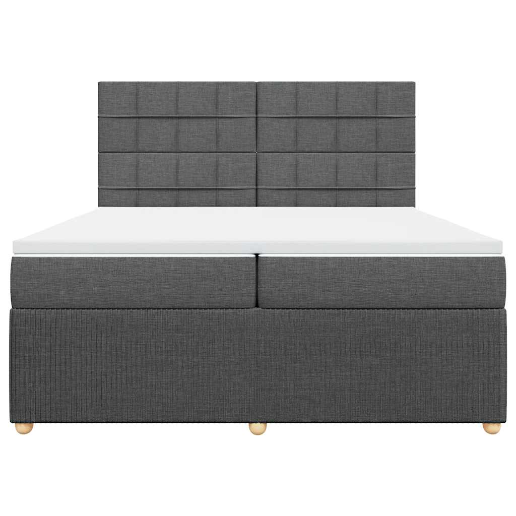 Sommier à lattes de lit avec matelas Gris foncé 200x200cm Tissu - XIOS