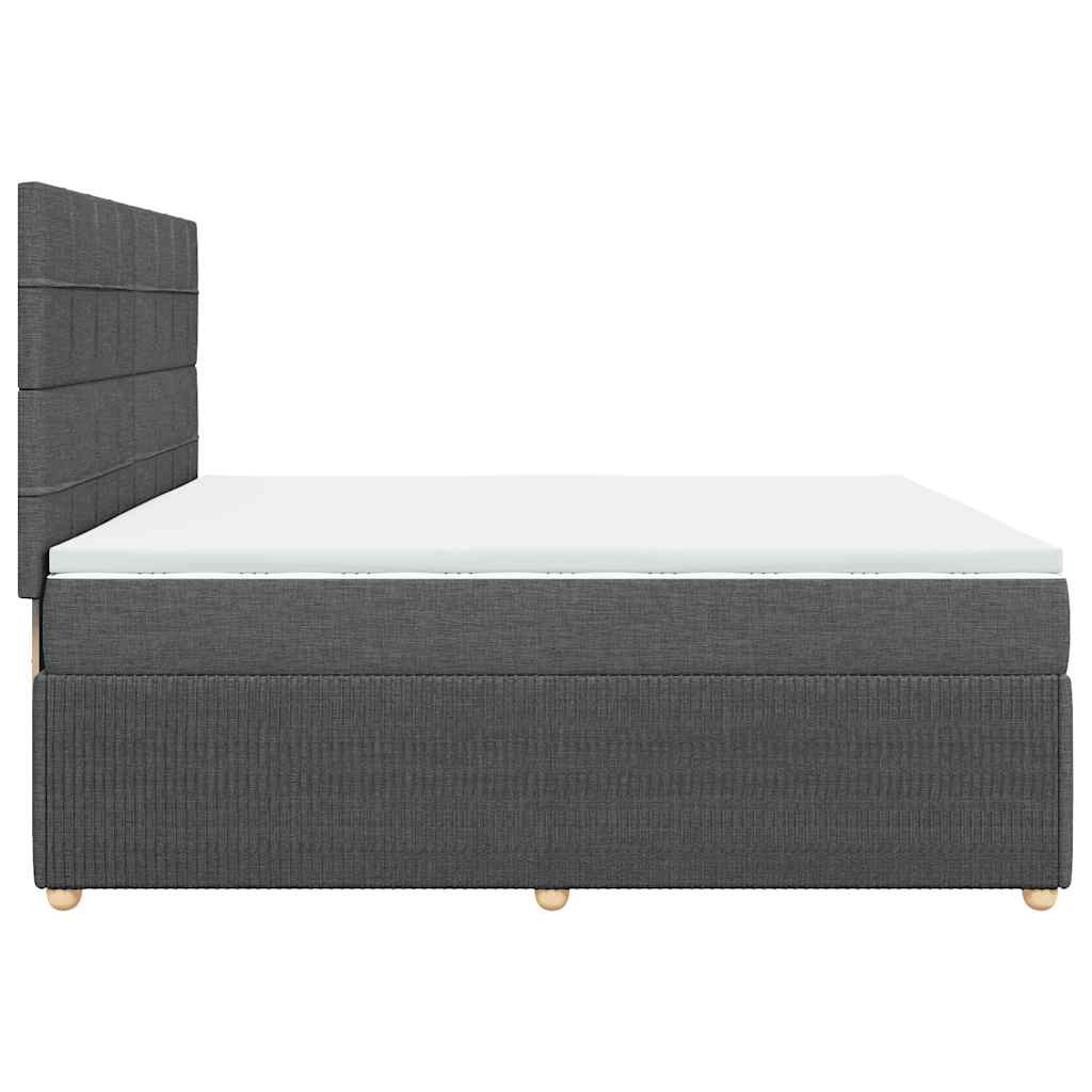Sommier à lattes de lit avec matelas Gris foncé 200x200cm Tissu - XIOS