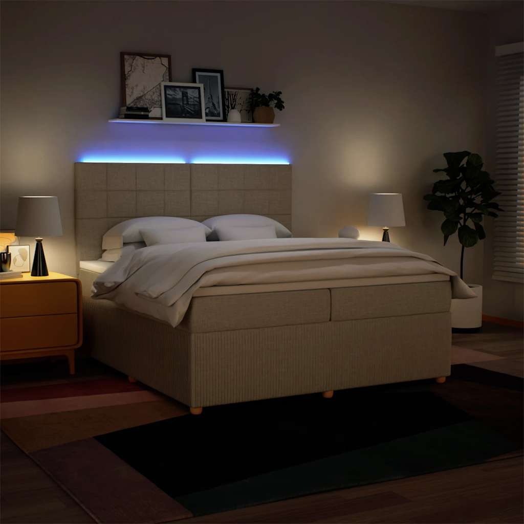 Sommier à lattes de lit avec matelas Crème 200x200 cm Tissu - XIOS