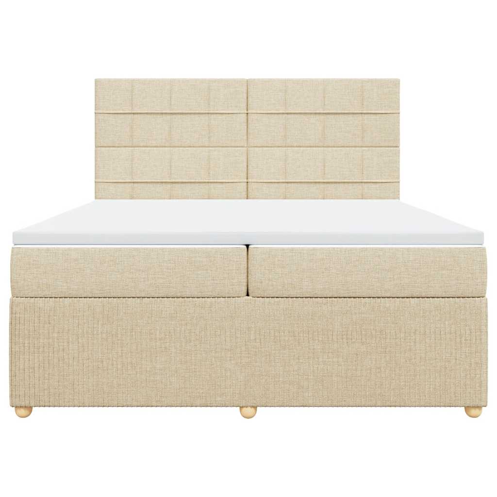 Sommier à lattes de lit avec matelas Crème 200x200 cm Tissu - XIOS