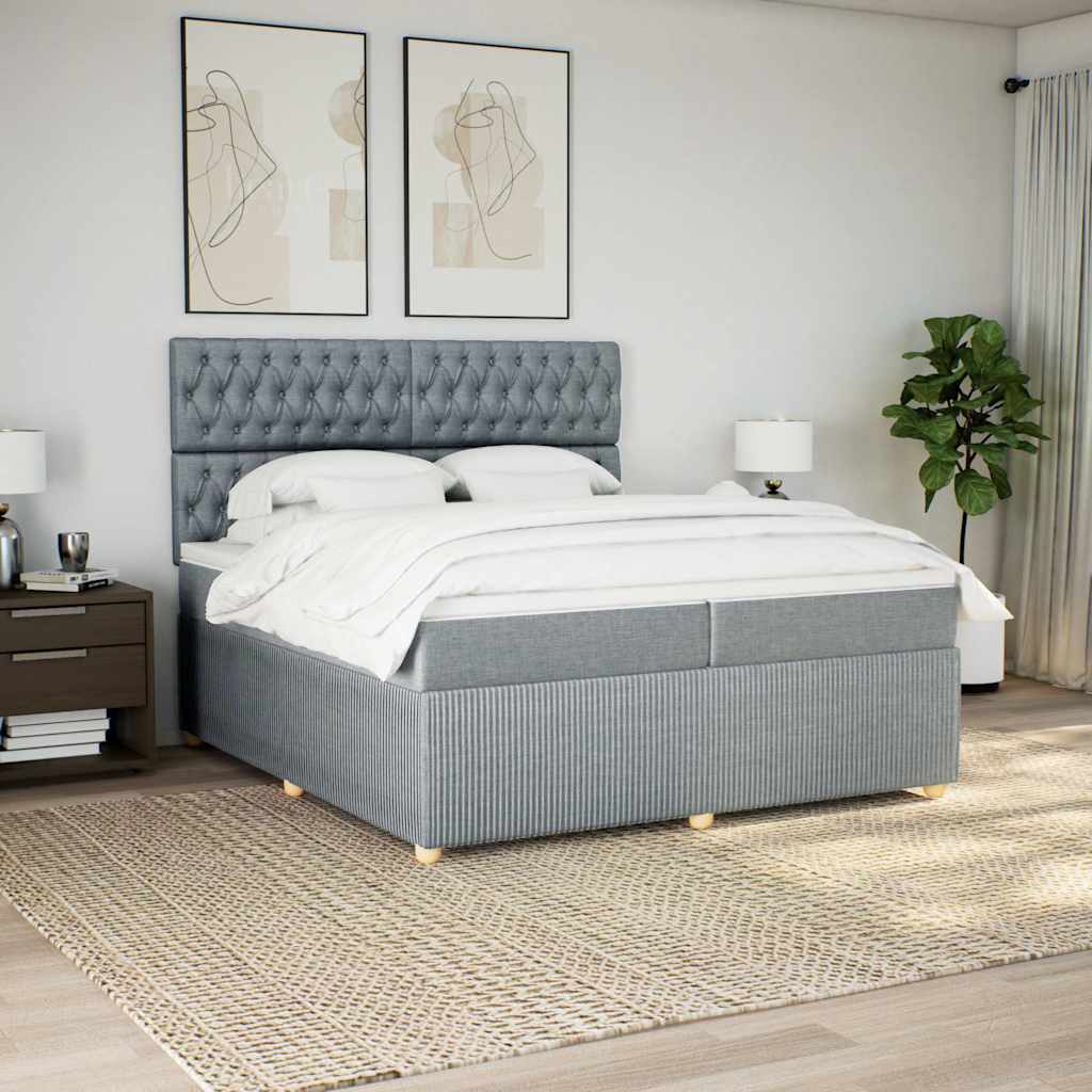 Sommier à lattes de lit avec matelas Gris clair 200x200cm Tissu - XIOS