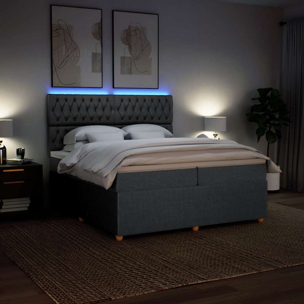 Sommier à lattes de lit avec matelas Gris foncé 200x200cm Tissu - XIOS