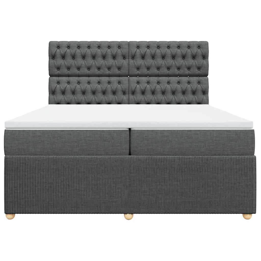 Sommier à lattes de lit avec matelas Gris foncé 200x200cm Tissu - XIOS