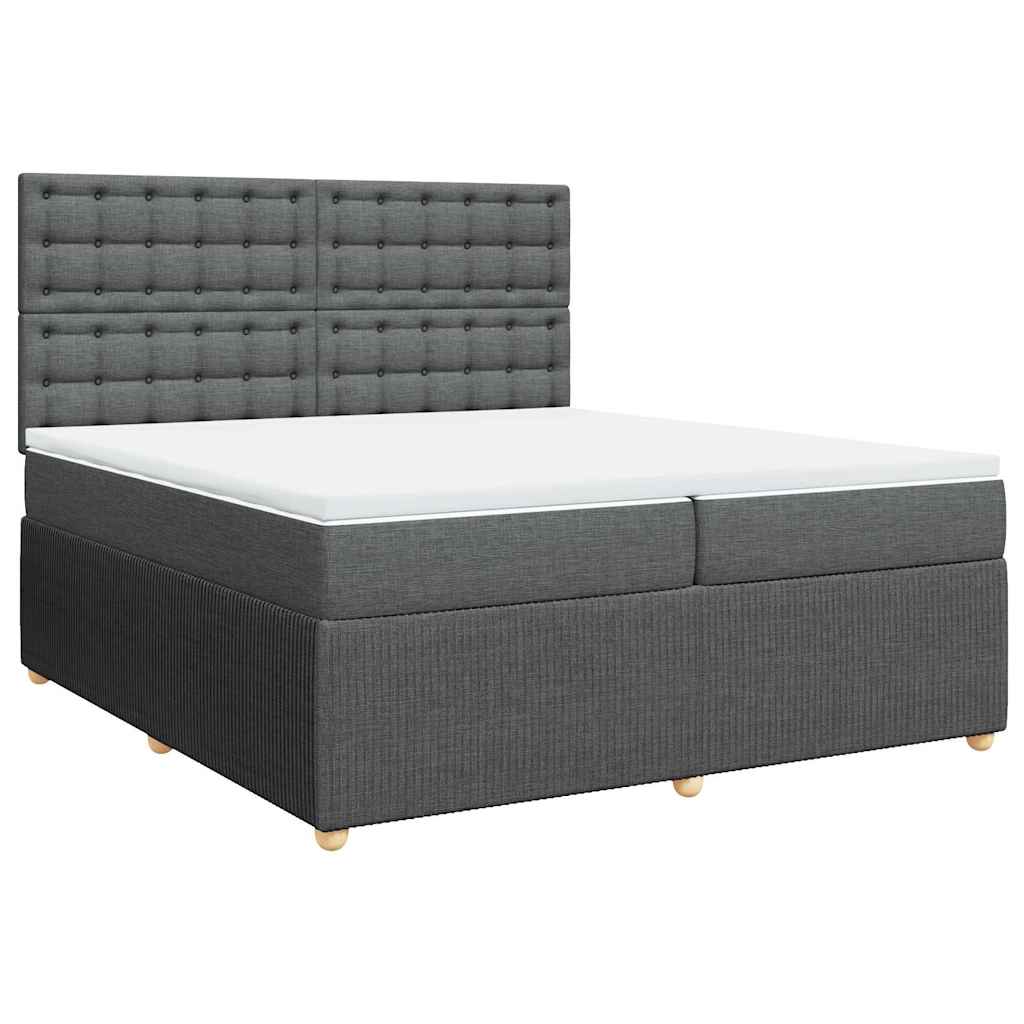 Sommier à lattes de lit avec matelas Gris foncé 200x200cm Tissu - XIOS