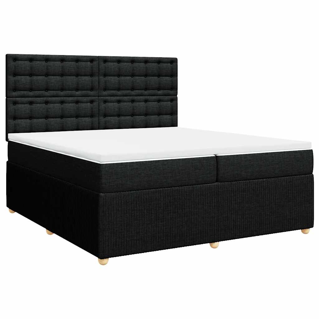 Sommier à lattes de lit avec matelas Noir 200x200 cm Tissu - XIOS