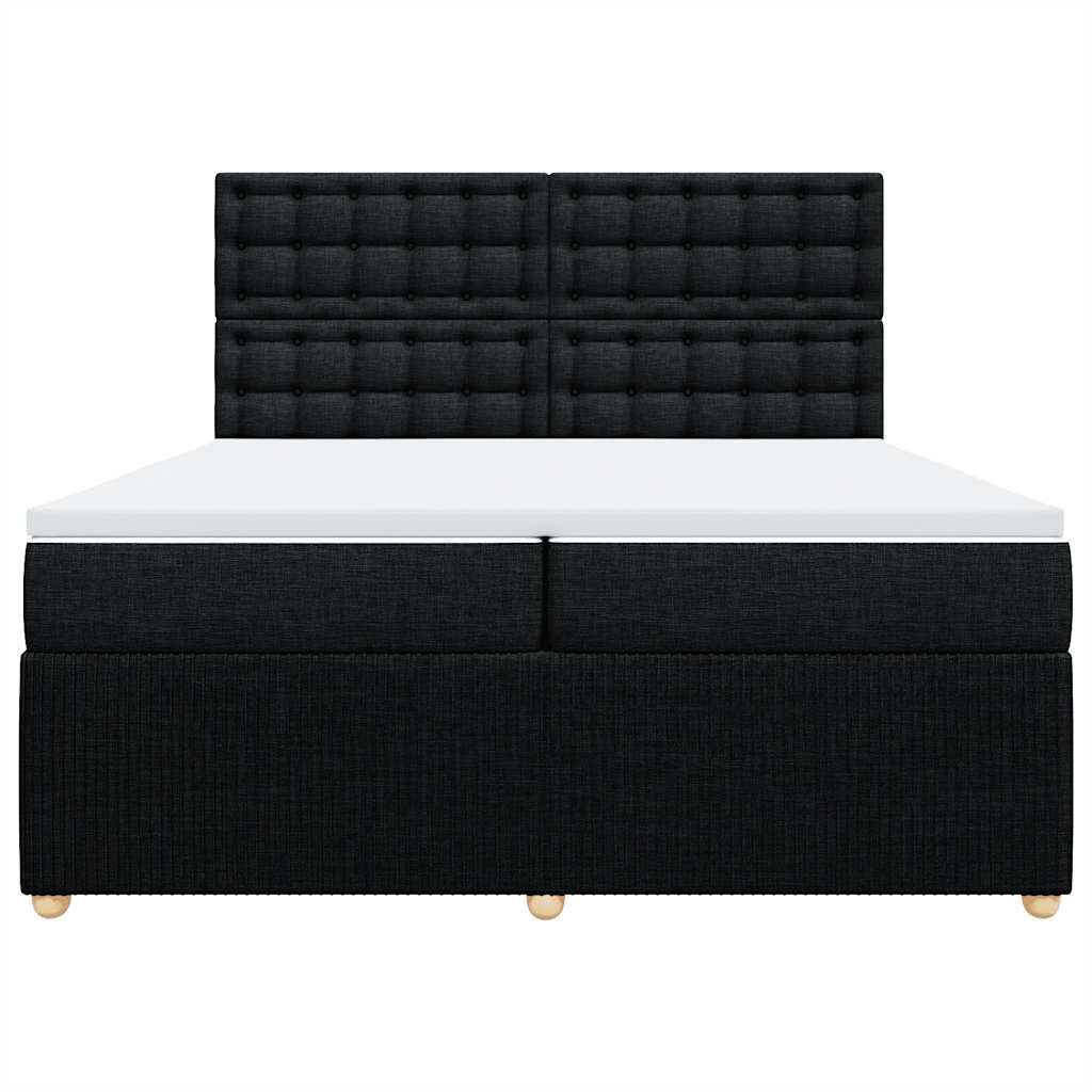 Sommier à lattes de lit avec matelas Noir 200x200 cm Tissu - XIOS