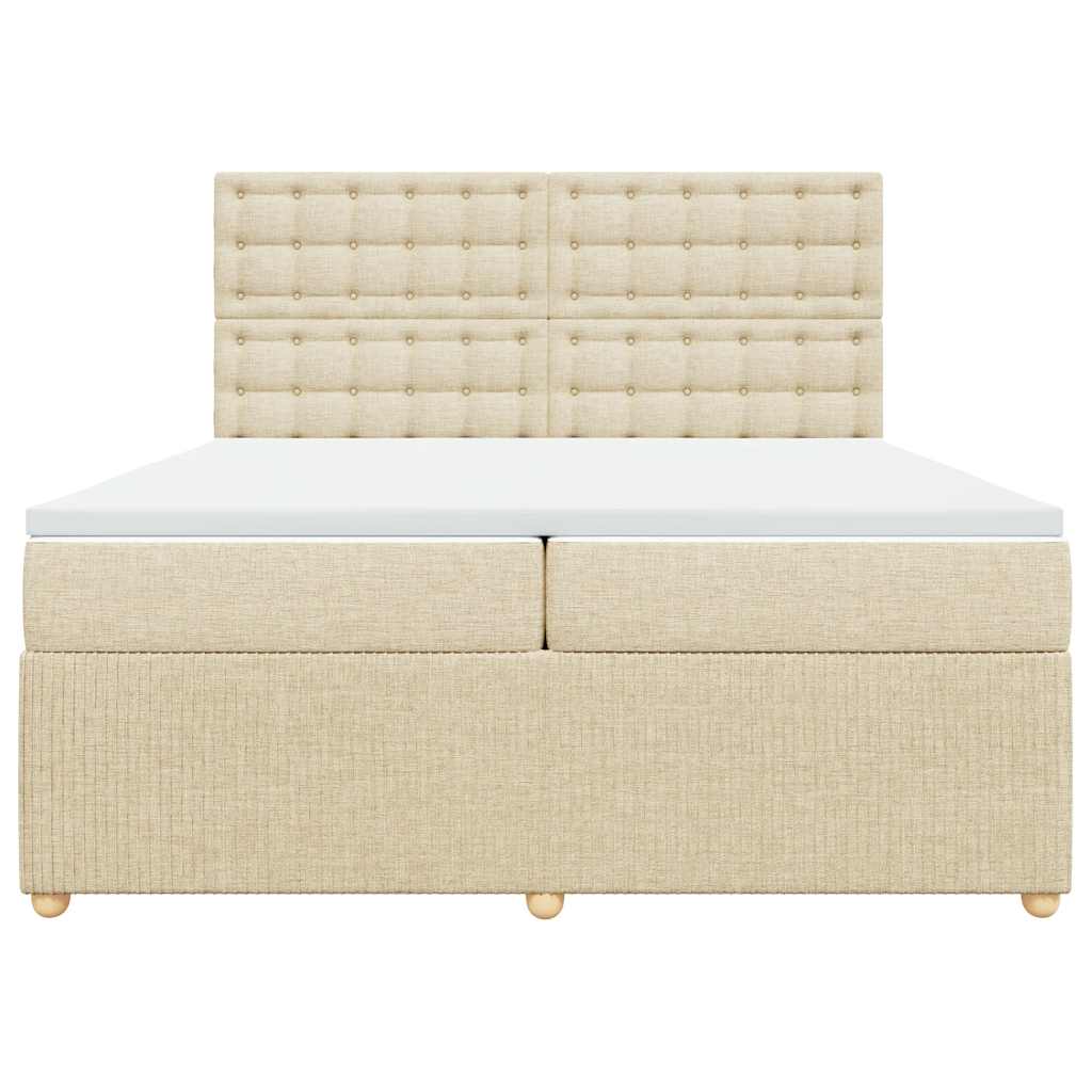 Sommier à lattes de lit avec matelas Crème 200x200 cm Tissu - XIOS