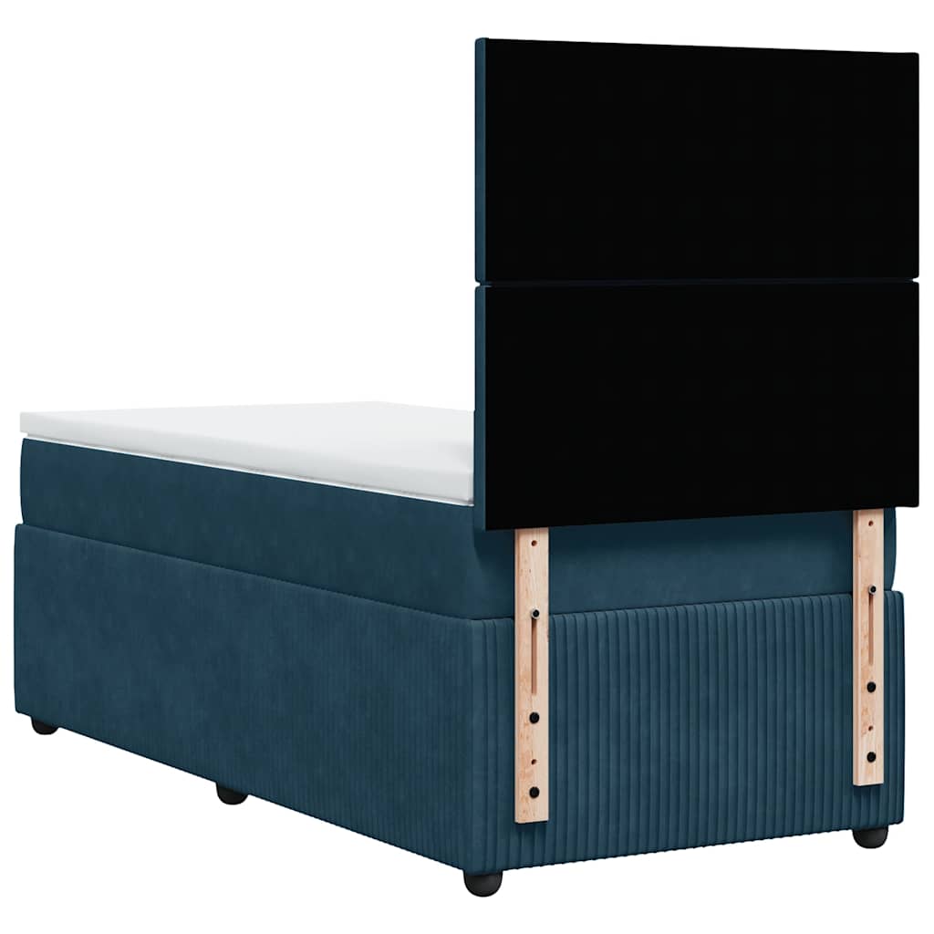 Sommier à lattes de lit avec matelas bleu 80x200 cm velours - XIOS