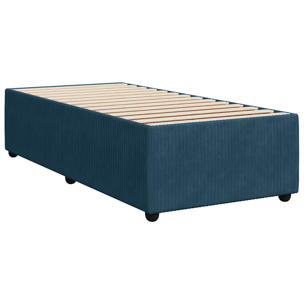 Sommier à lattes de lit avec matelas bleu 80x200 cm velours