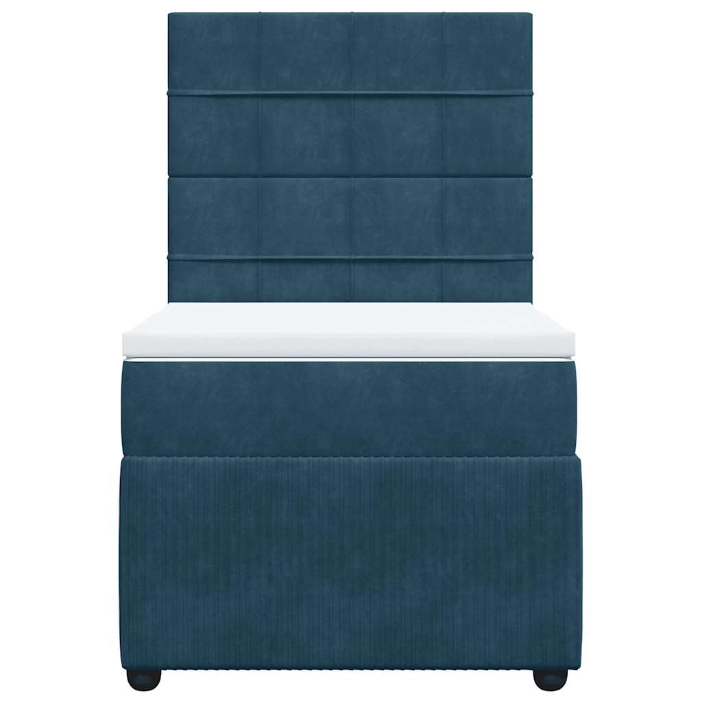 Sommier à lattes de lit avec matelas bleu 80x200 cm velours - XIOS
