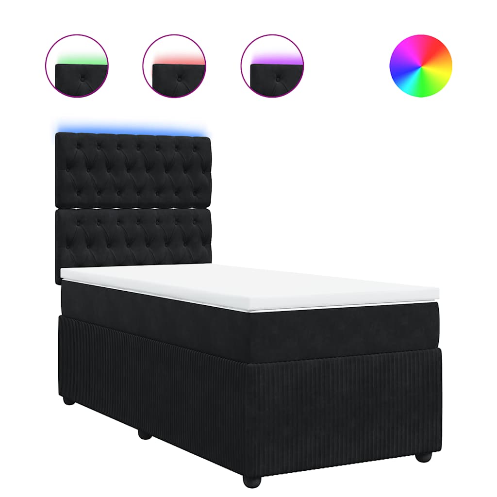 Sommier à lattes de lit et matelas Noir 80x200 cm Velours - XIOS
