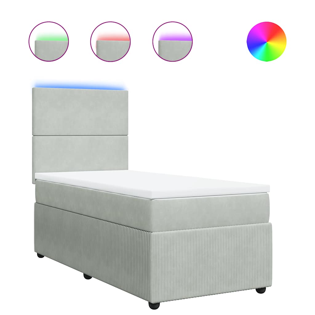 Sommier à lattes de lit et matelas Gris clair 90x190 cm Velours - XIOS