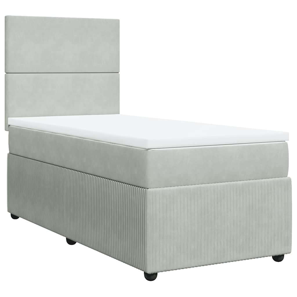 Sommier à lattes de lit et matelas Gris clair 90x190 cm Velours - XIOS