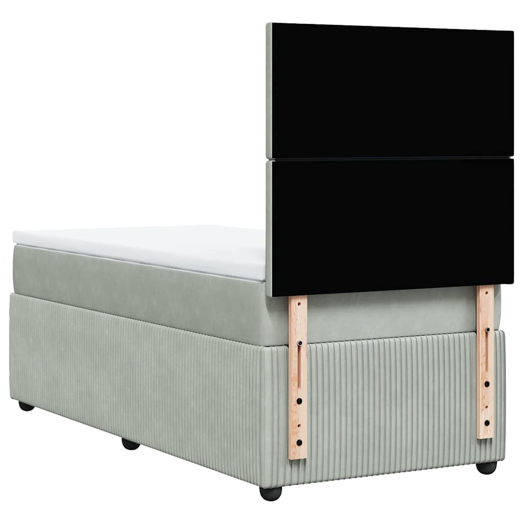Sommier à lattes de lit et matelas Gris clair 90x190 cm Velours - XIOS