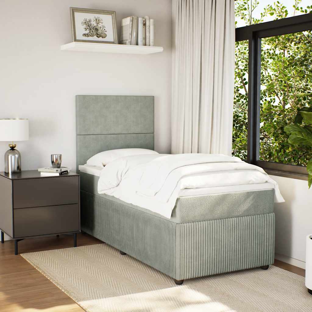 Sommier à lattes de lit et matelas Gris clair 90x190 cm Velours - XIOS