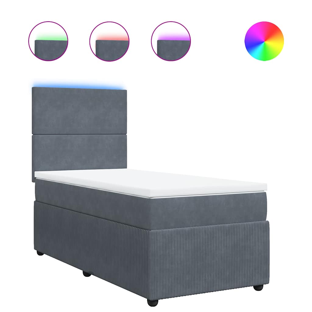 Sommier à lattes de lit et matelas Gris foncé 90x190 cm Velours - XIOS