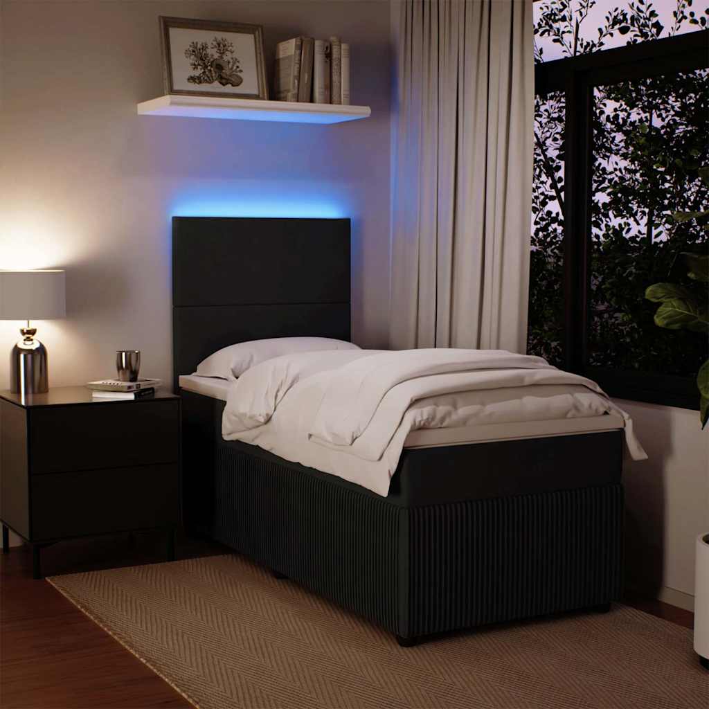 Sommier à lattes de lit avec matelas Noir 90x190 cm Velours - XIOS
