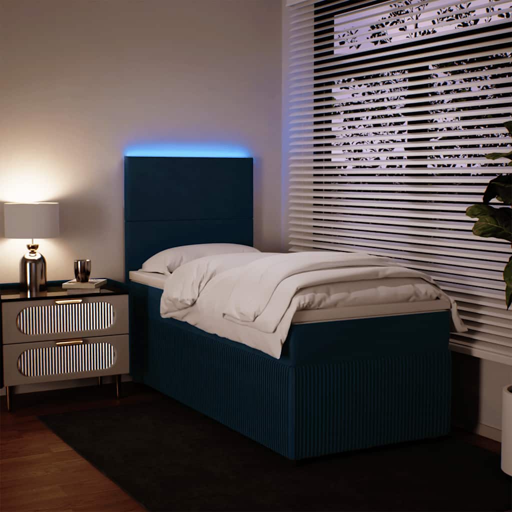 Sommier à lattes de lit avec matelas bleu 90x190 cm velours - XIOS