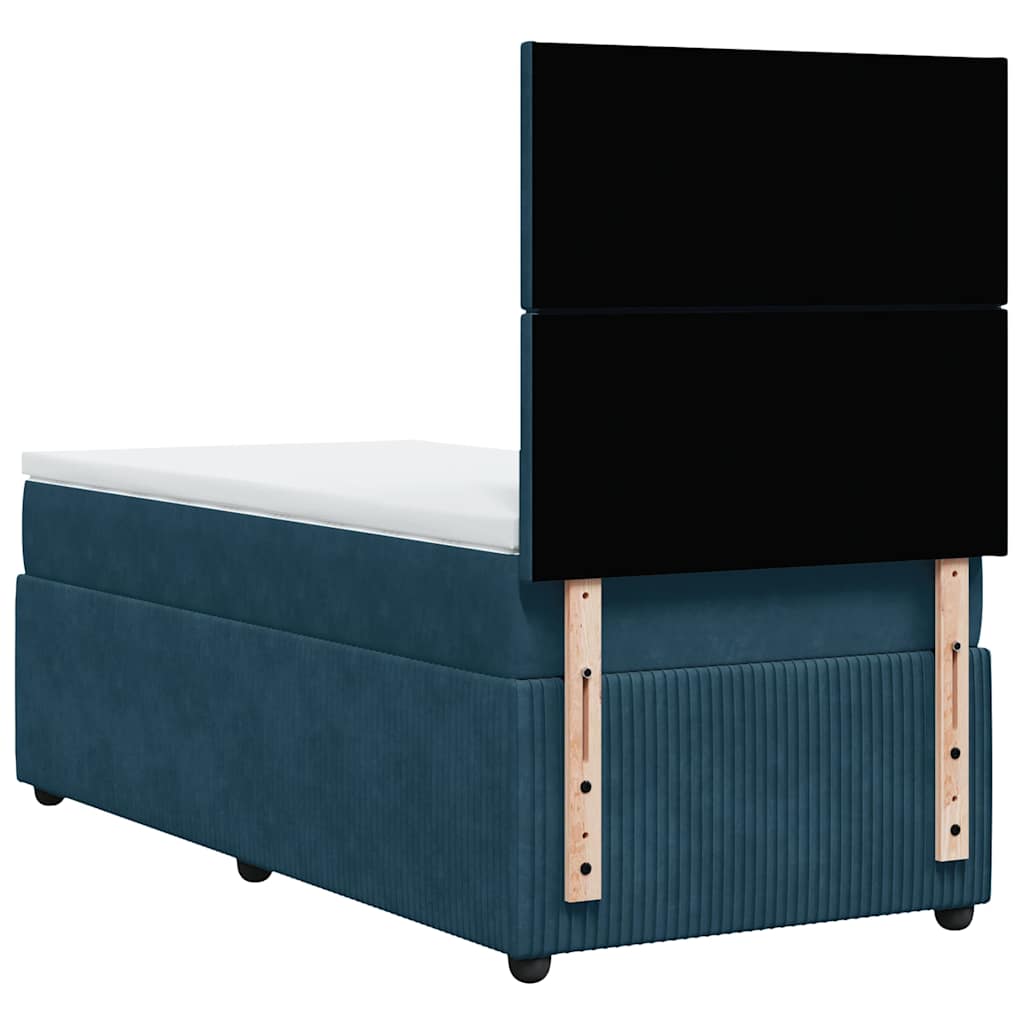 Sommier à lattes de lit avec matelas bleu 90x190 cm velours - XIOS