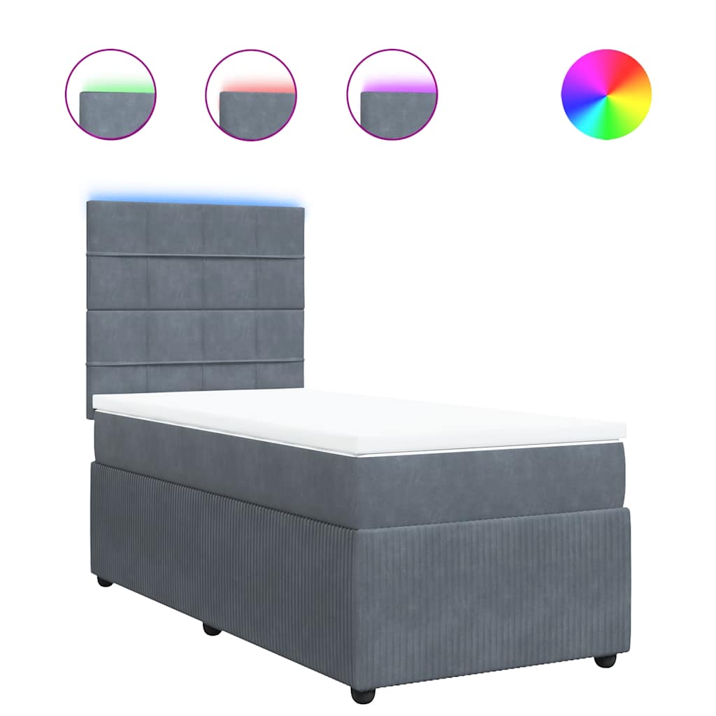 Sommier à lattes de lit et matelas Gris foncé 90x190 cm Velours - XIOS