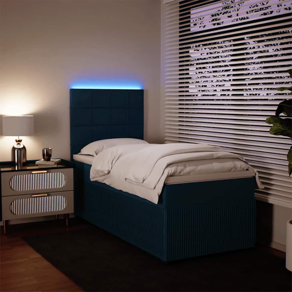 Sommier à lattes de lit avec matelas bleu 90x190 cm velours - XIOS