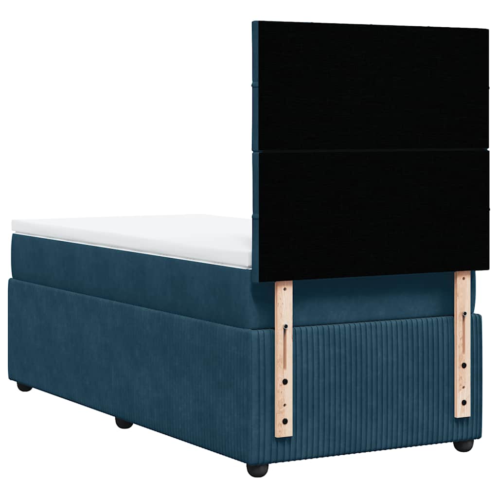 Sommier à lattes de lit avec matelas bleu 90x190 cm velours - XIOS