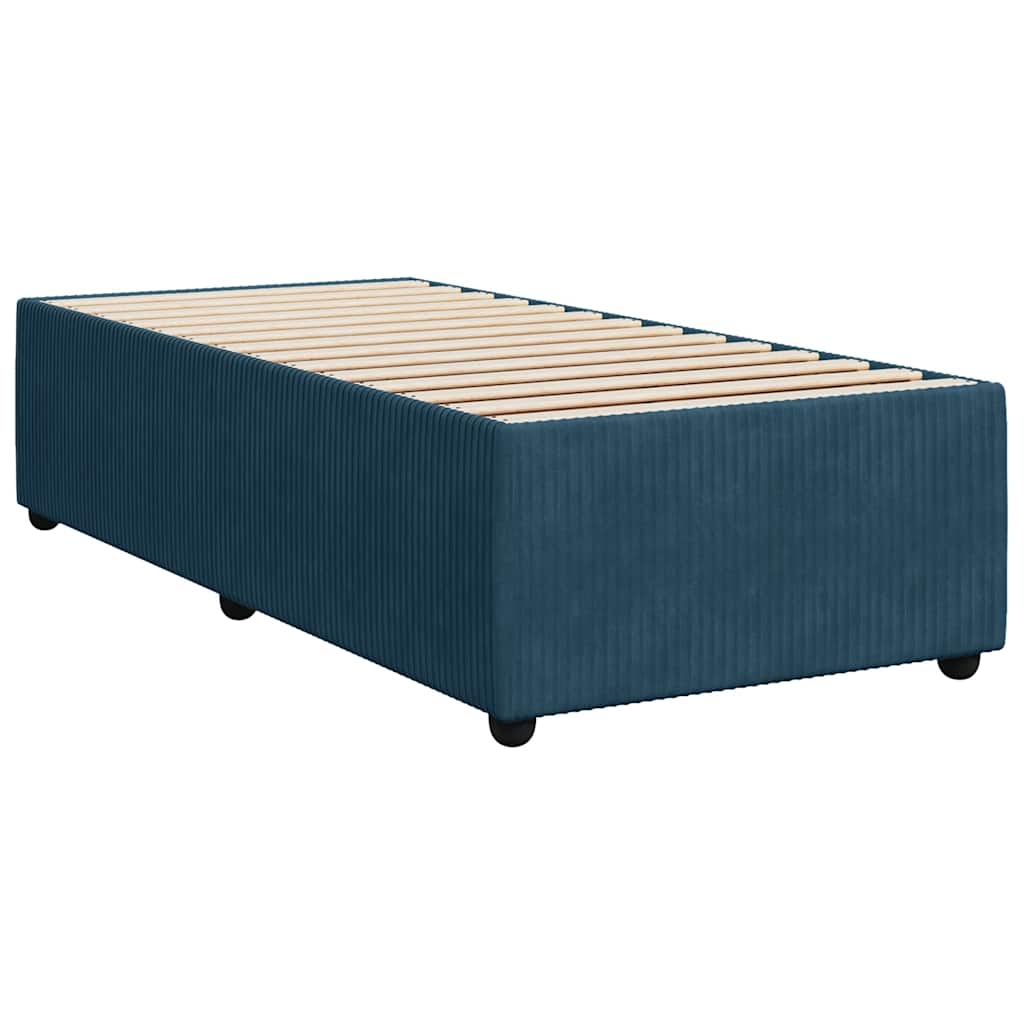 Sommier à lattes de lit avec matelas bleu 90x190 cm velours - XIOS