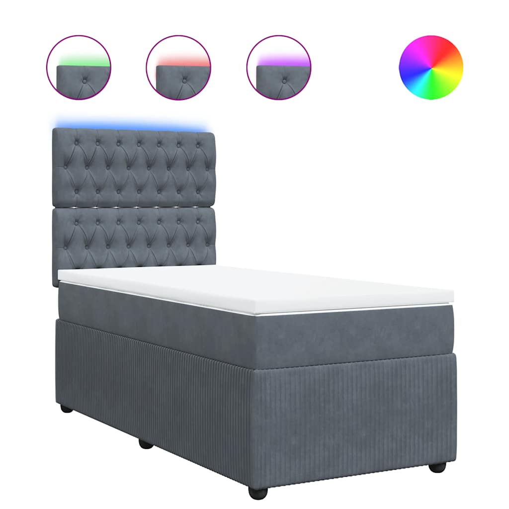 Sommier à lattes de lit et matelas Gris foncé 90x190 cm Velours - XIOS