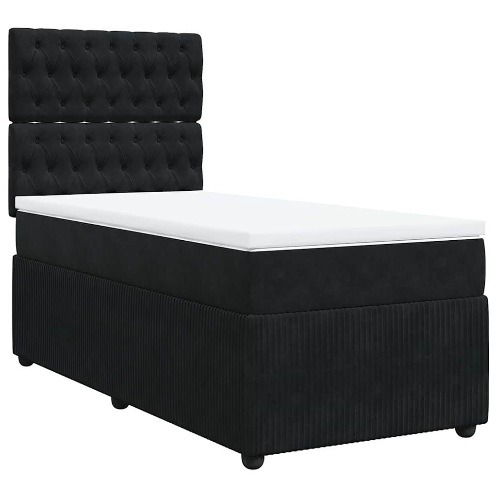 Sommier à lattes de lit avec matelas Noir 90x190 cm Velours - XIOS