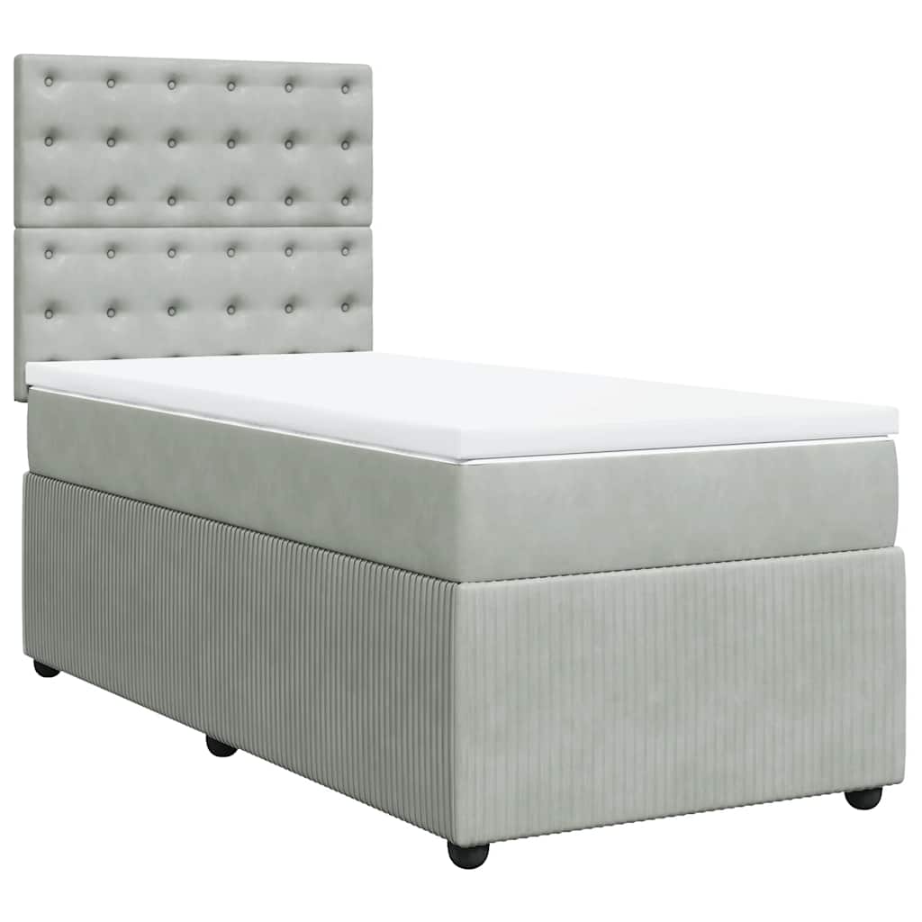Sommier à lattes de lit et matelas Gris clair 90x190 cm Velours - XIOS