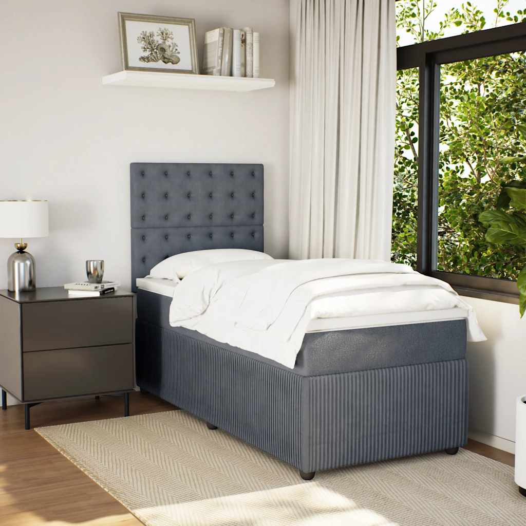 Sommier à lattes de lit et matelas Gris foncé 90x190 cm Velours - XIOS