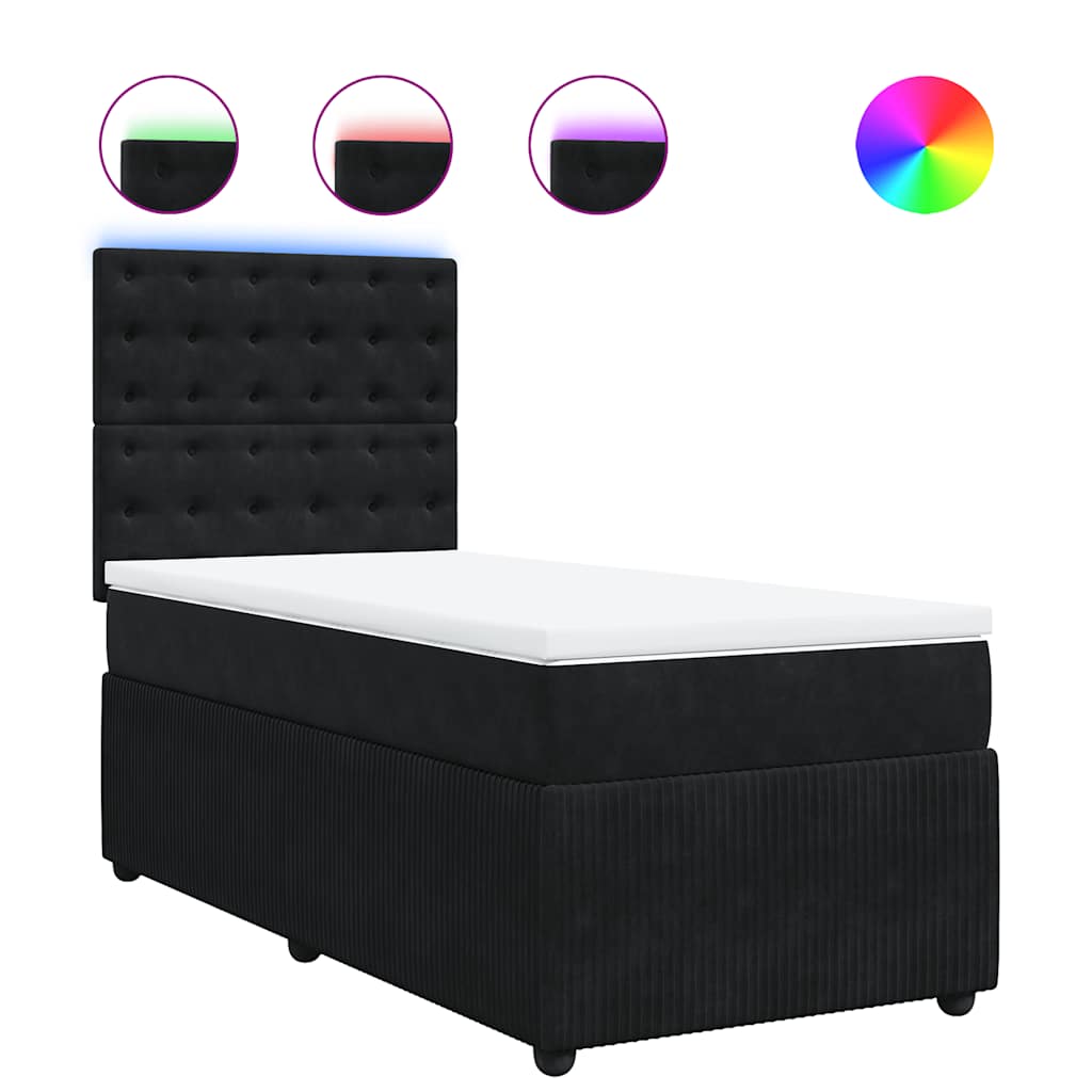 Sommier à lattes de lit avec matelas Noir 90x190 cm Velours - XIOS
