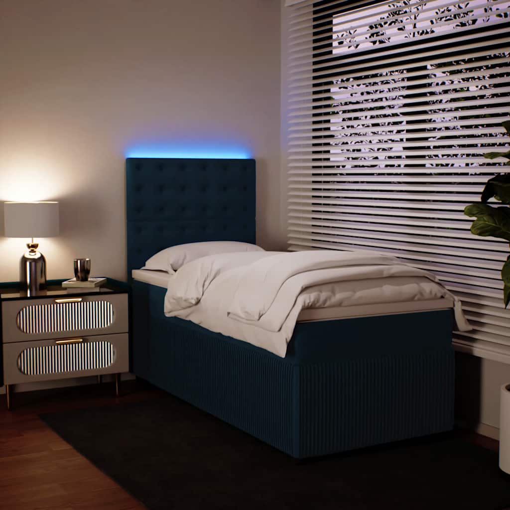 Sommier à lattes de lit avec matelas bleu 90x190 cm velours - XIOS