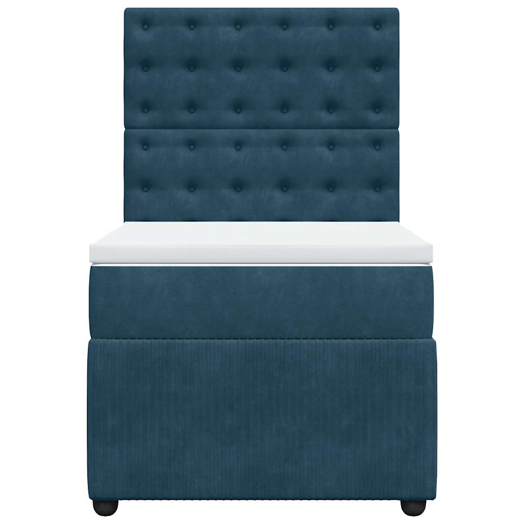 Sommier à lattes de lit avec matelas bleu 90x190 cm velours - XIOS