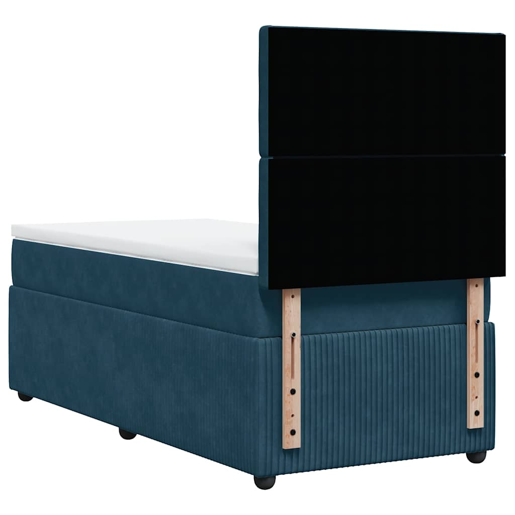 Sommier à lattes de lit avec matelas bleu 90x190 cm velours - XIOS
